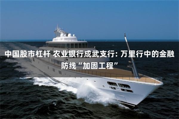中国股市杠杆 农业银行成武支行: 万里行中的金融防线“加固工程”