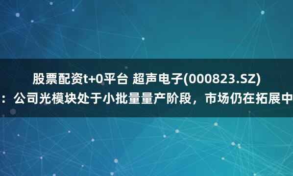 股票配资t+0平台 超声电子(000823.SZ)：公司光模块处于小批量量产阶段，市场仍在拓展中